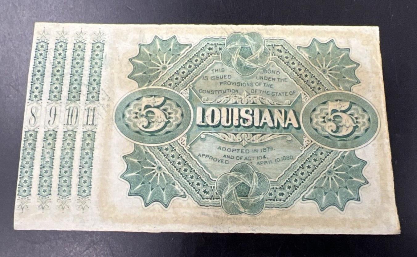 1875 Series Louisiana Baby Bond Obsolete US Currency Note AU / CU