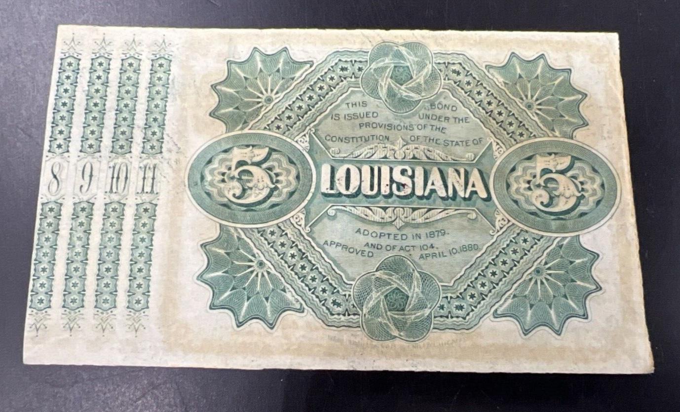 1875 Series Louisiana Baby Bond Obsolete US Currency Note AU / CU