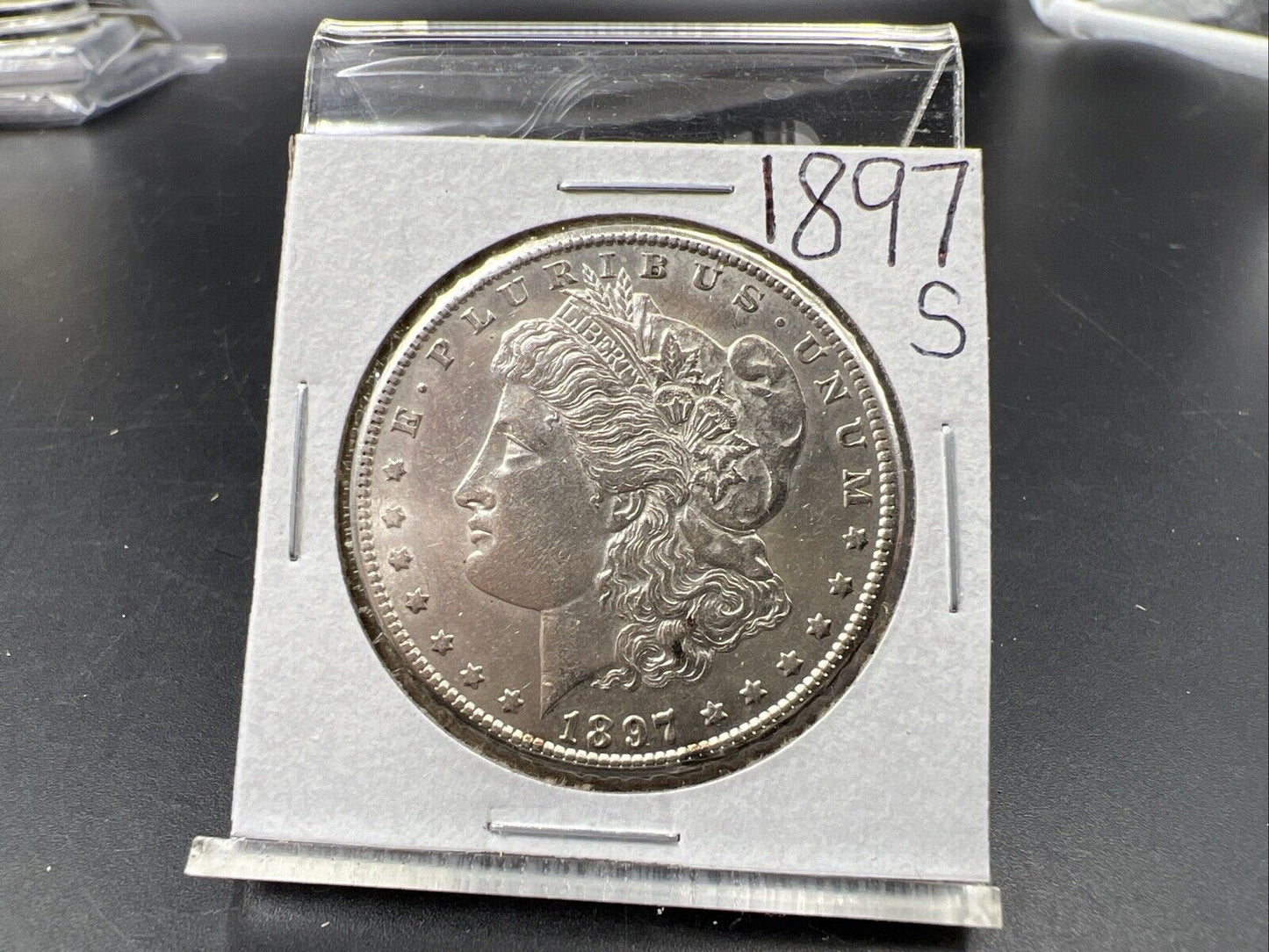 1897 S $1 Morgan Silver Dollar Coin AU About UNC Circ