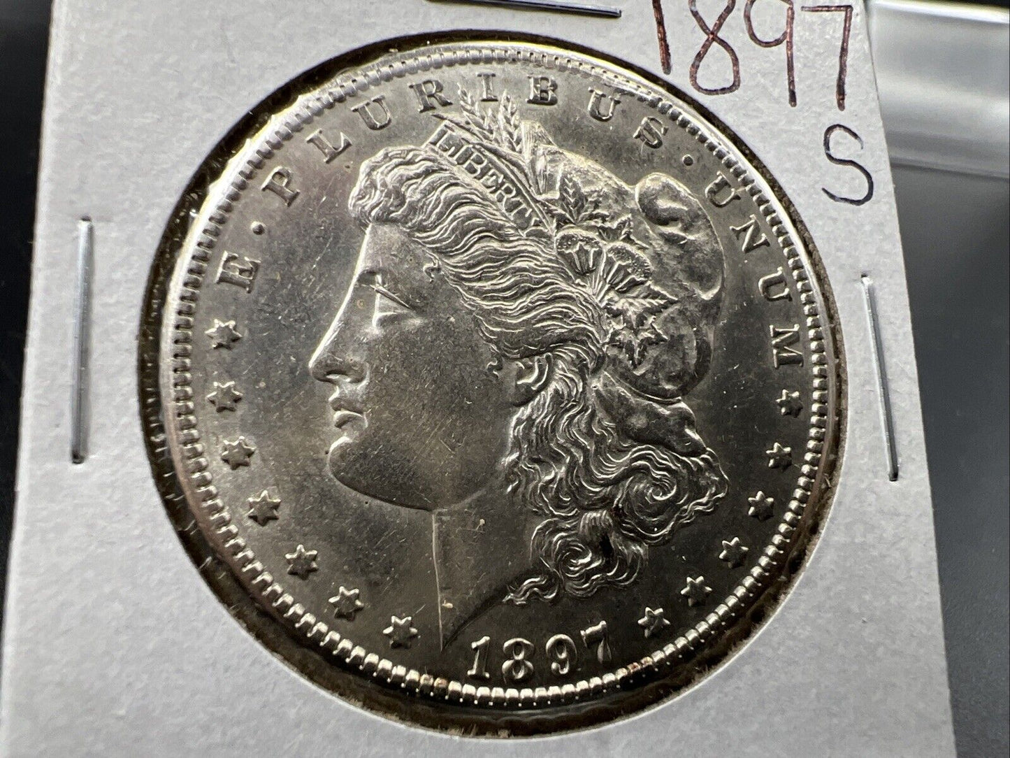 1897 S $1 Morgan Silver Dollar Coin AU About UNC Circ