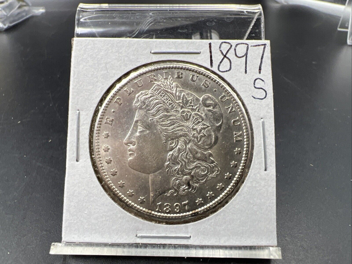 1897 S $1 Morgan Silver Dollar Coin AU About UNC Circ