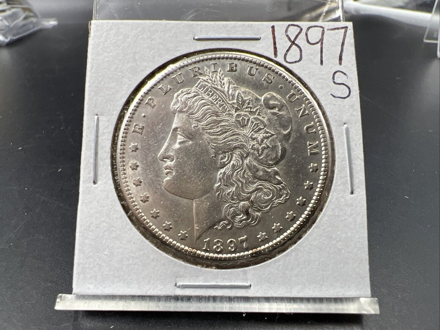 1897 S $1 Morgan Silver Dollar Coin AU About UNC Circ