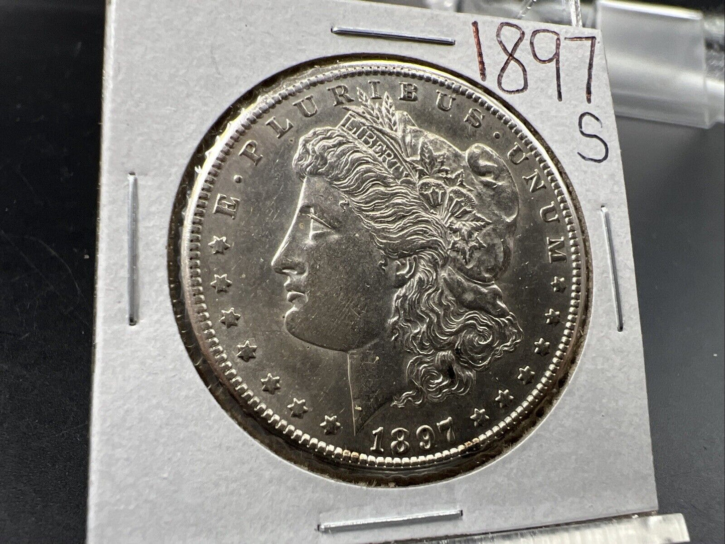 1897 S $1 Morgan Silver Dollar Coin AU About UNC Circ