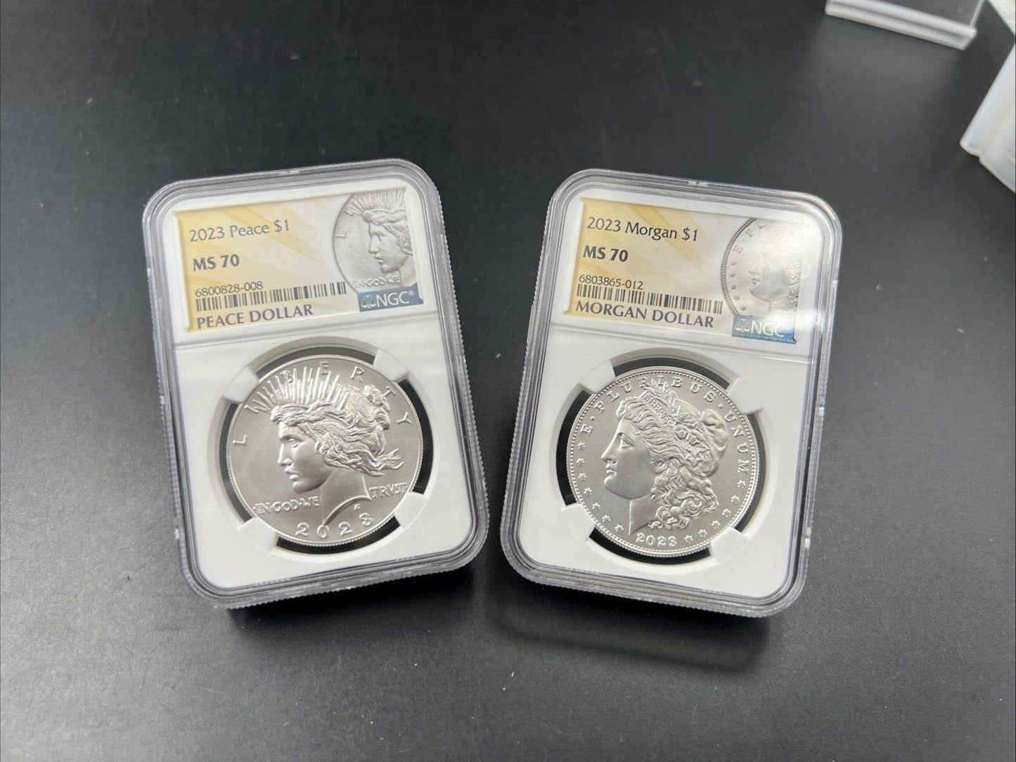 2023 US Two Coin SET Morgan & Peace Silver Dollar Coins NGC MS70 Early Releases