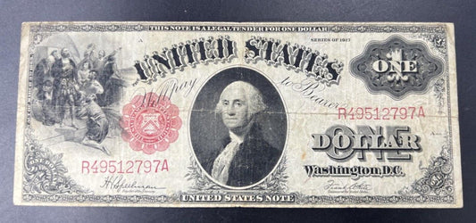 1917 $1 Legal Tender FR 39 Speelman & White Sawhorse US Note Large Bill Fine Cir