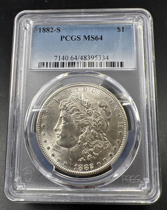 1882 S $1 Morgan Silver Dollar Coin PCGS MS64 Choice BU Certified