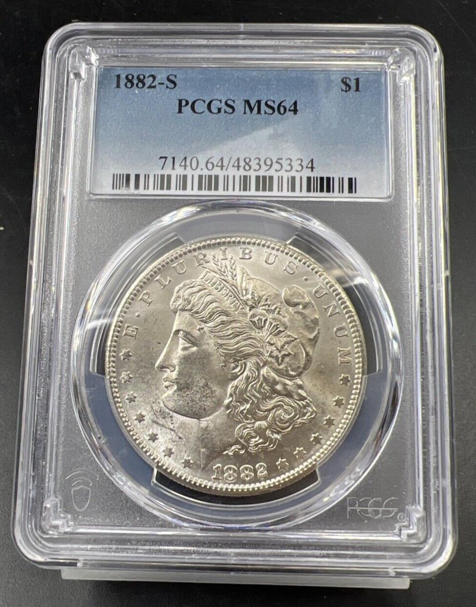 1882 S $1 Morgan Silver Dollar Coin PCGS MS64 Choice BU Certified