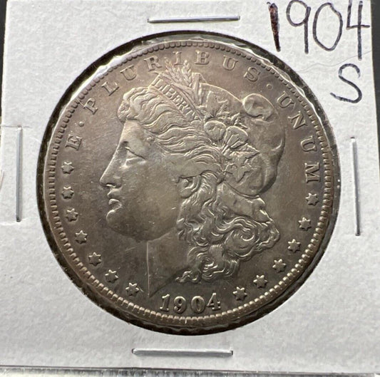 1904 S $1 Morgan Silver Dollar Coin XF Details Reverse Damage