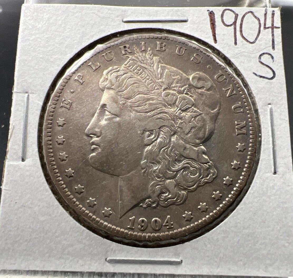 1904 S $1 Morgan Silver Dollar Coin XF Details Reverse Damage