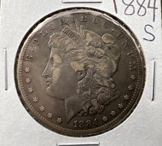 1884 S $1 Morgan Silver Dollar Coin Choice VF Very Fine Circ Semi Key Date