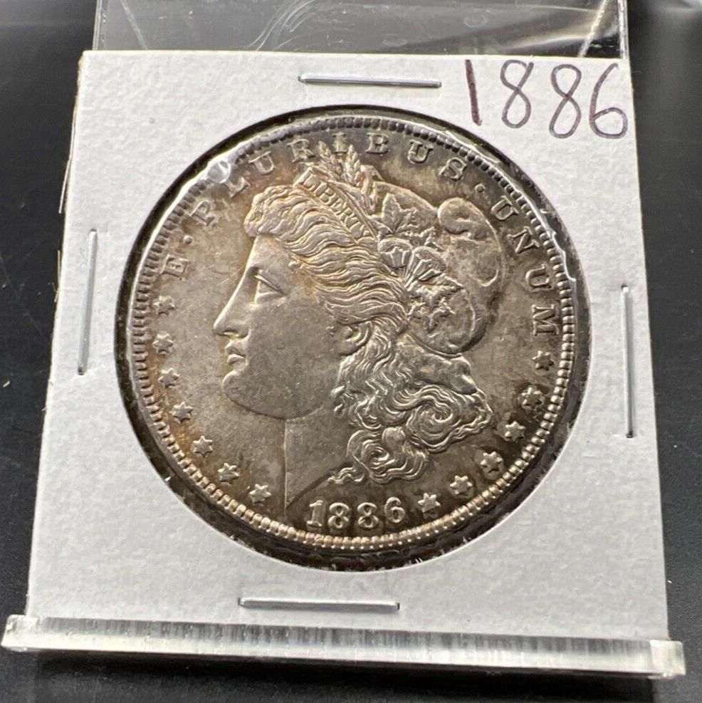 1886 P Morgan Silver Dollar Choice AU Nice Toning Toner