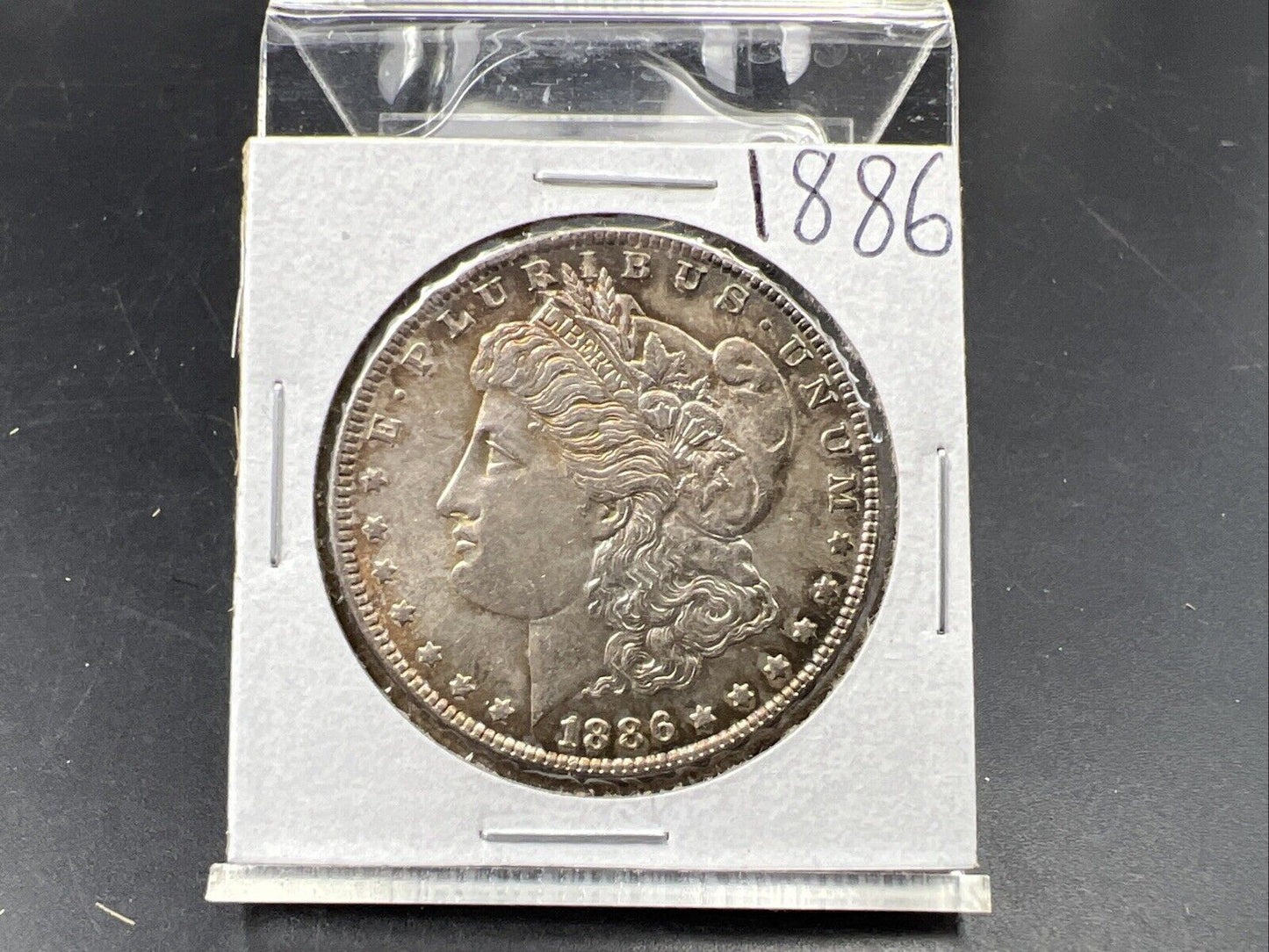 1886 P Morgan Silver Dollar Choice AU Nice Toning Toner