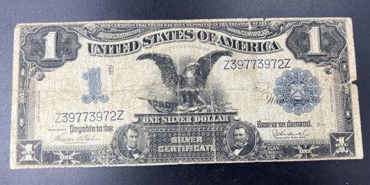 1899 $1 Dollar Black Eagle Silver Certificate Note Teehee & Burke FR 233 G Circ