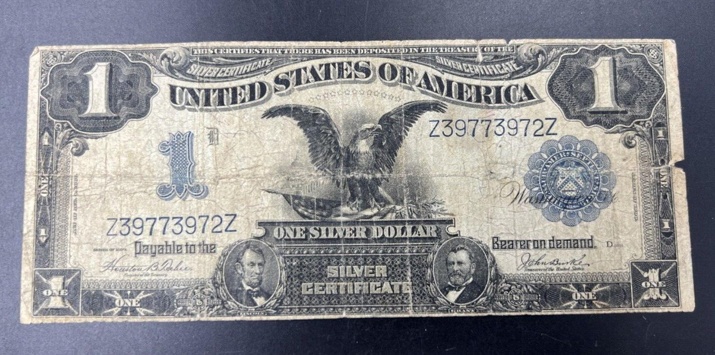 1899 $1 Dollar Black Eagle Silver Certificate Note Teehee & Burke FR 233 G Circ