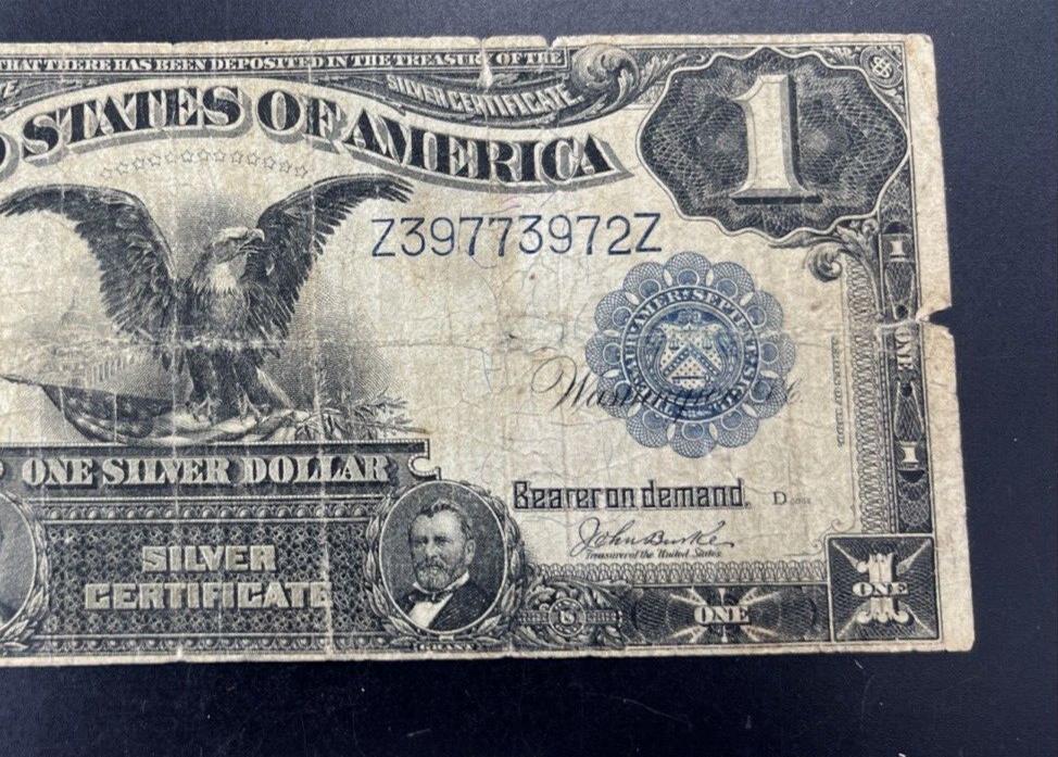 1899 $1 Dollar Black Eagle Silver Certificate Note Teehee & Burke FR 233 G Circ