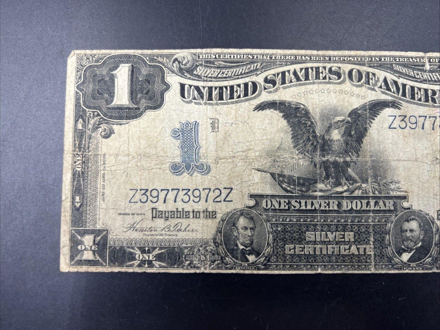 1899 $1 Dollar Black Eagle Silver Certificate Note Teehee & Burke FR 233 G Circ