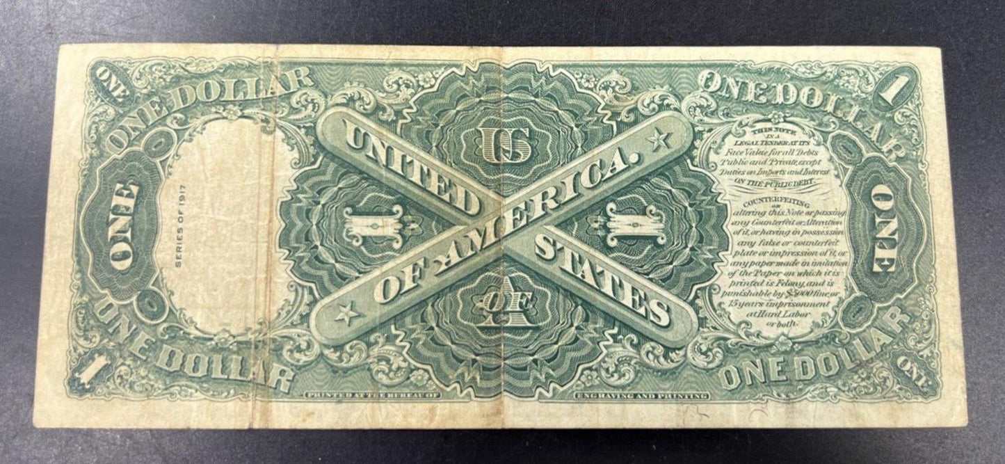 1917 $1 Legal Tender FR 38m Elliot & White Mule Note VF Details Autographed