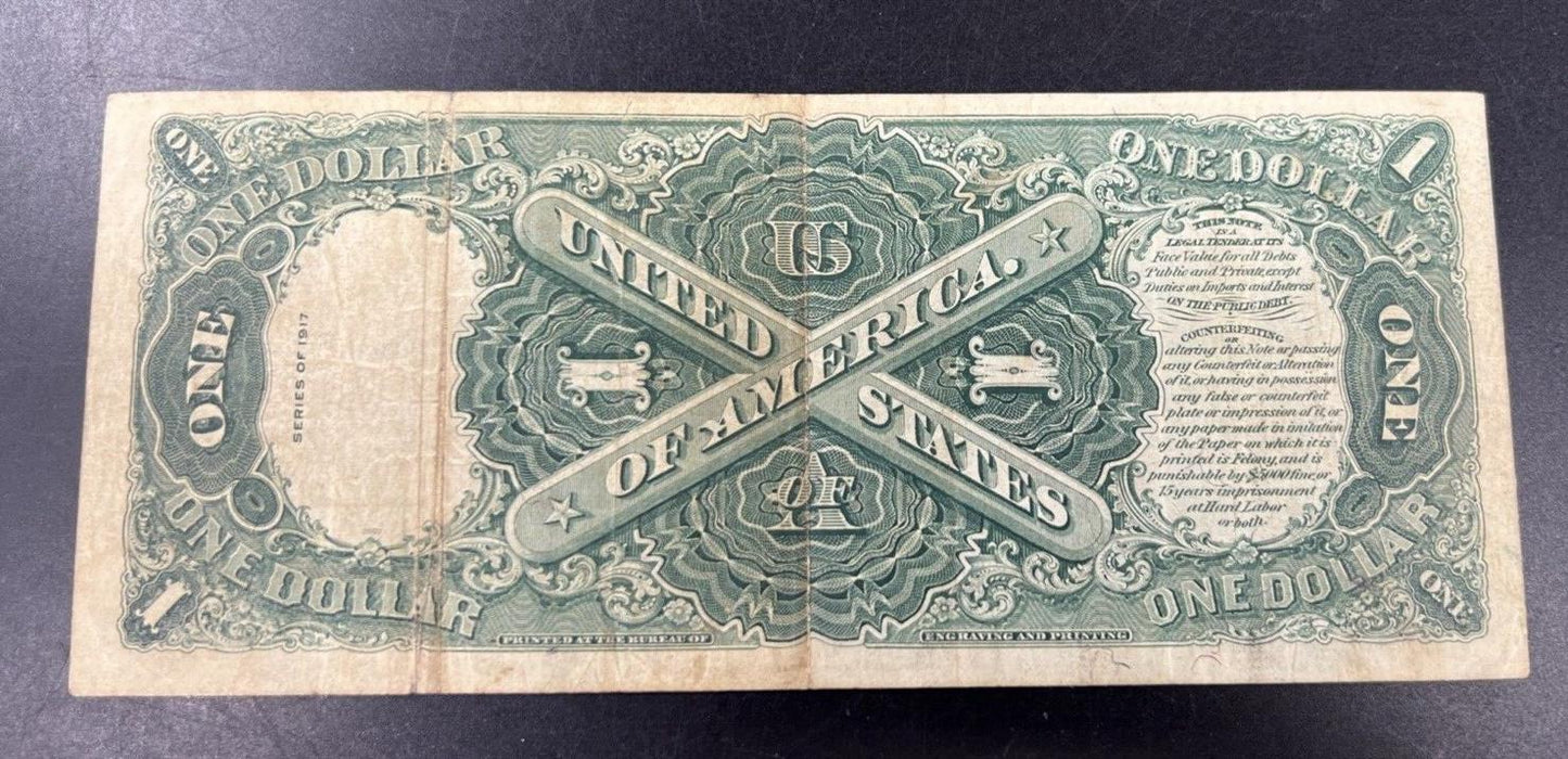 1917 $1 Legal Tender FR 38m Elliot & White Mule Note VF Details Autographed