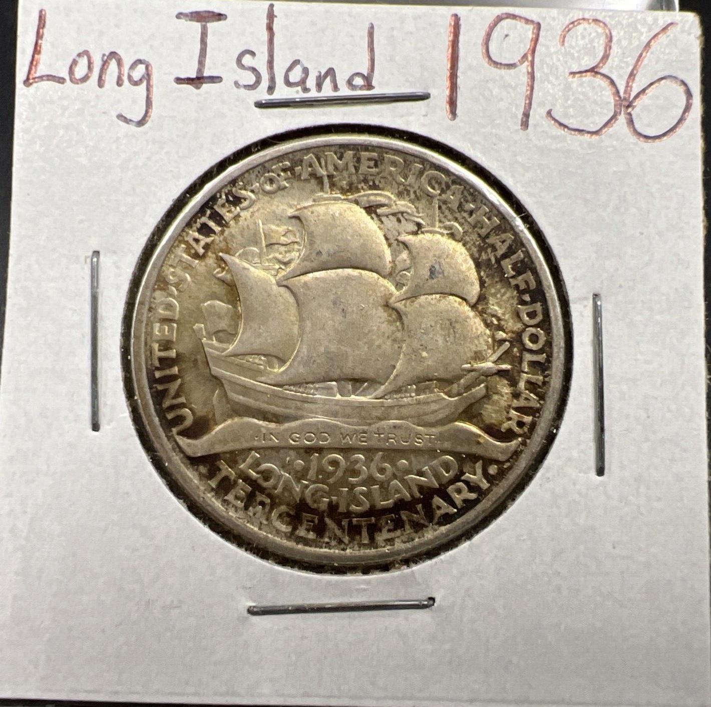 1936 Long Island Classic Commemorative 50c Half Dollar CH AU Nice Toning Toner