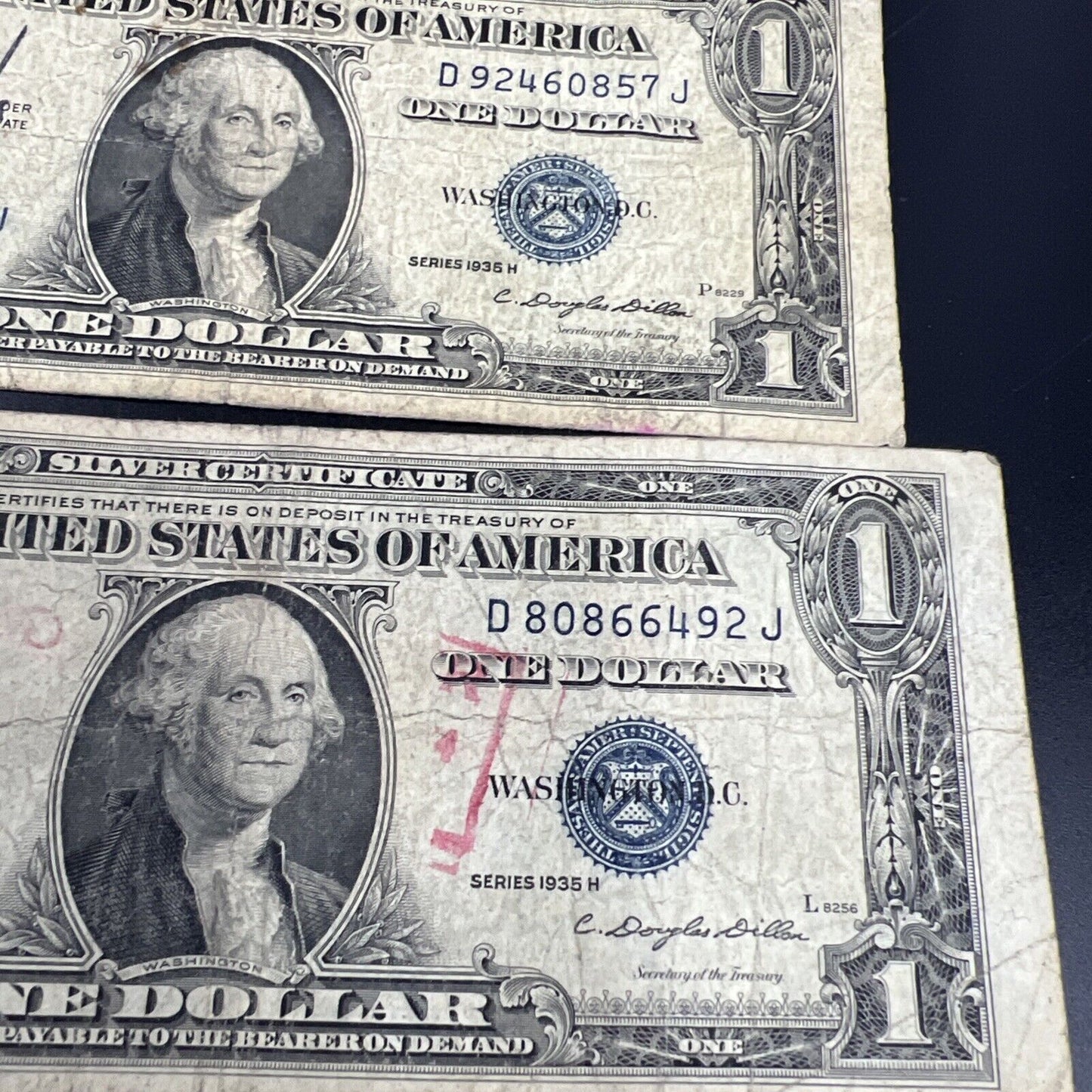 Lot of 5 Cull Very Circulated Small $1 One Dollar Blue Seal Silver Certificates