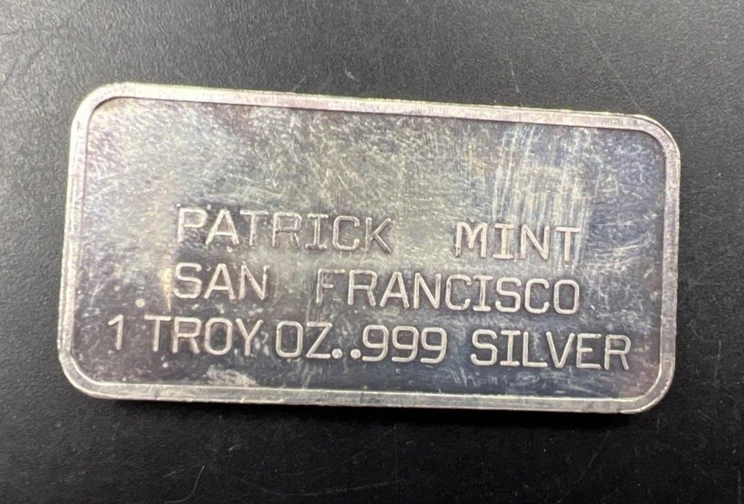 Patrick Mint 1 Oz Silver Art Bar San Francisco Cable Car Some Toning