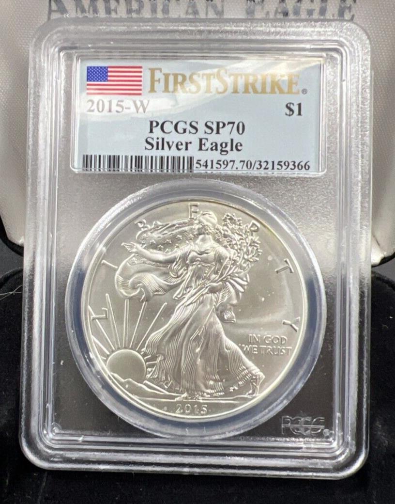 2015 W Burnished 1 Oz American Silver Eagle ASE PCGS SP70 First Strike w/ Box