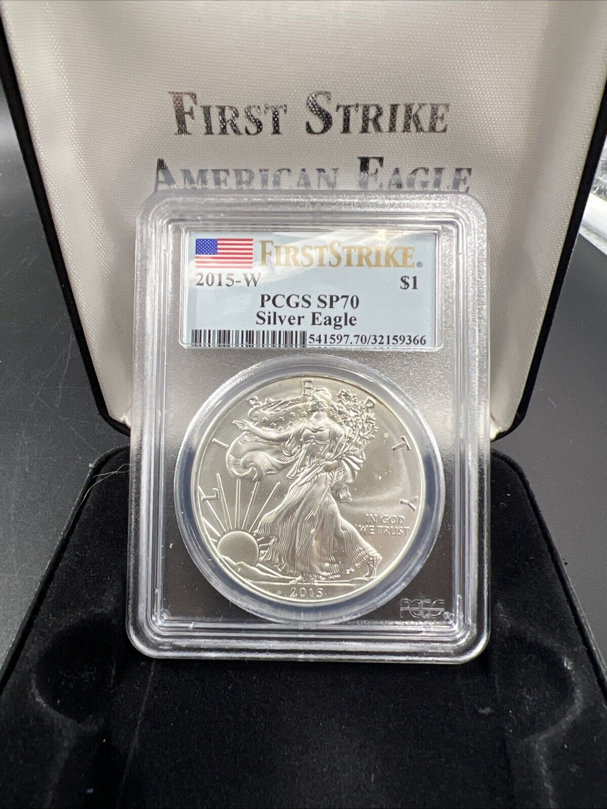 2015 W Burnished 1 Oz American Silver Eagle ASE PCGS SP70 First Strike w/ Box