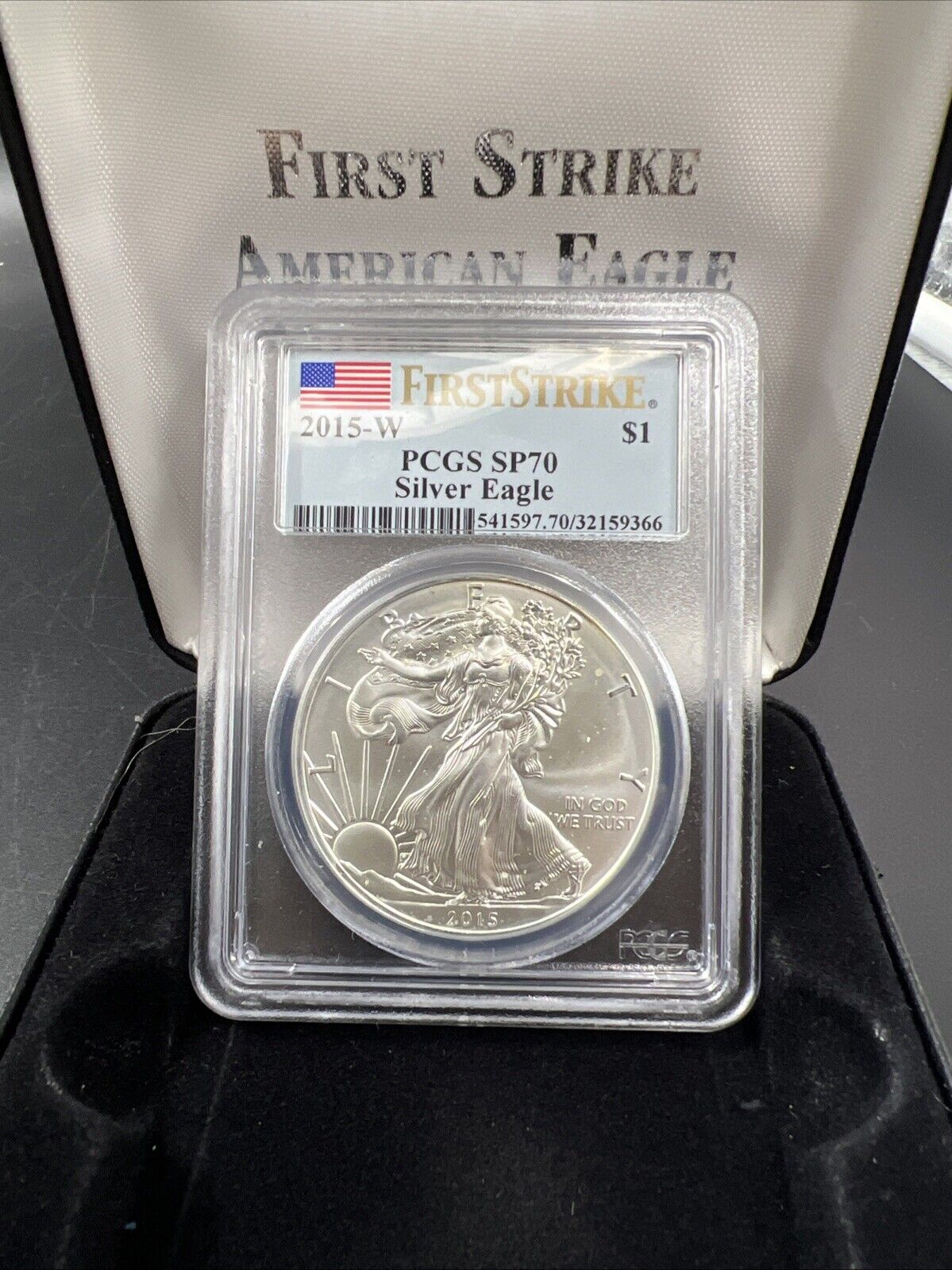 2015 W Burnished 1 Oz American Silver Eagle ASE PCGS SP70 First Strike w/ Box