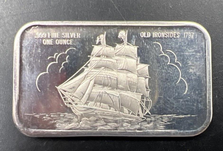 1972 Old Ironsides 1 Oz Silver Art Bar Madison Mint CH UNC