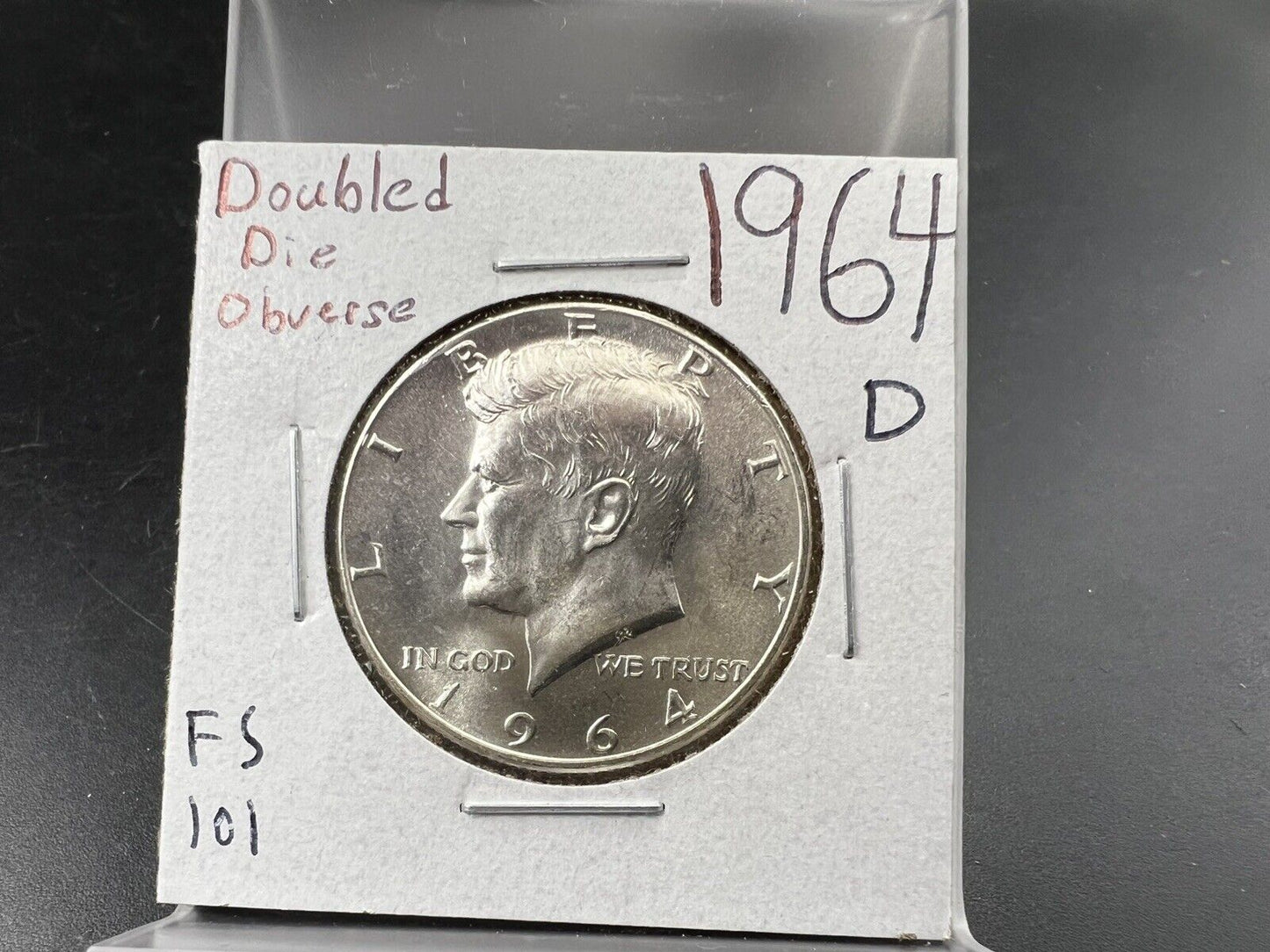 1964 D 50c Kennedy Half Dollar CH BU UNC FS-101 Double Die Obverse Variety DDO