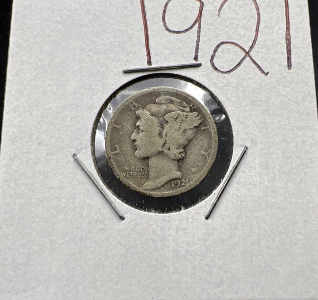 1921 P Mercury Silver Dime Coin G Good Circulated Semi Key Date