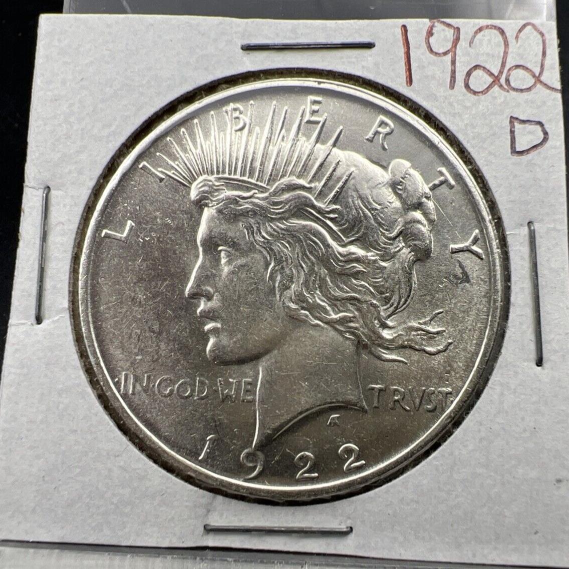 1922 D $1 Peace Silver Dollar Coin Choice BU UNC Uncirculated