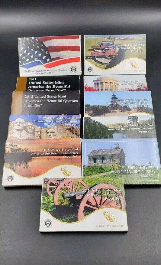 Complete 2010 - 2020 ATB 25c Clad Quarter Proof Set 55 Coins With COA & BOX