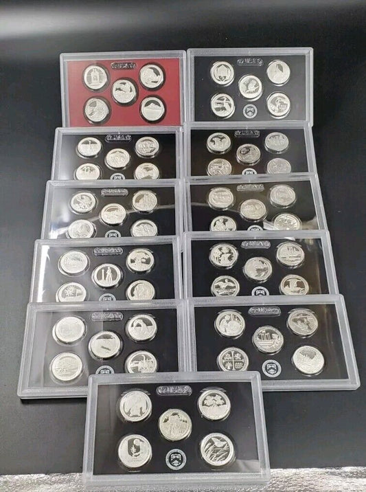 Complete 2010-2020 ATB 25c Silver Proof Set 55 Coins in Plastic Proof Set Panels