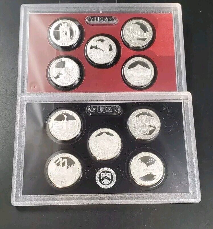 Complete 2010-2020 ATB 25c Silver Proof Set 55 Coins in Plastic Proof Set Panels