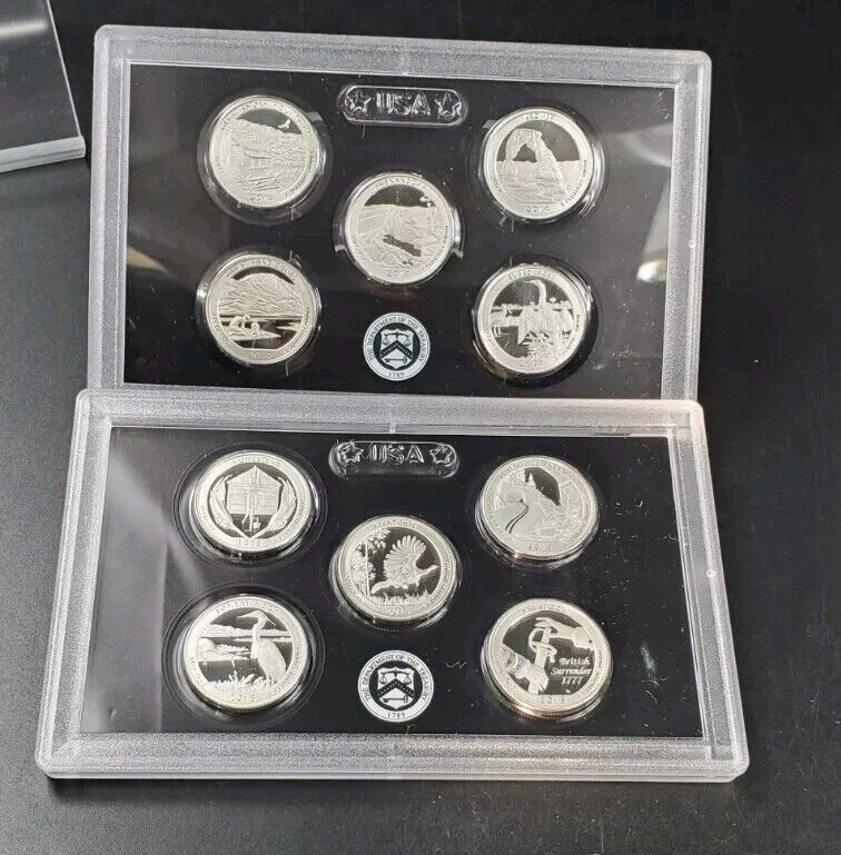 Complete 2010-2020 ATB 25c Silver Proof Set 55 Coins in Plastic Proof Set Panels