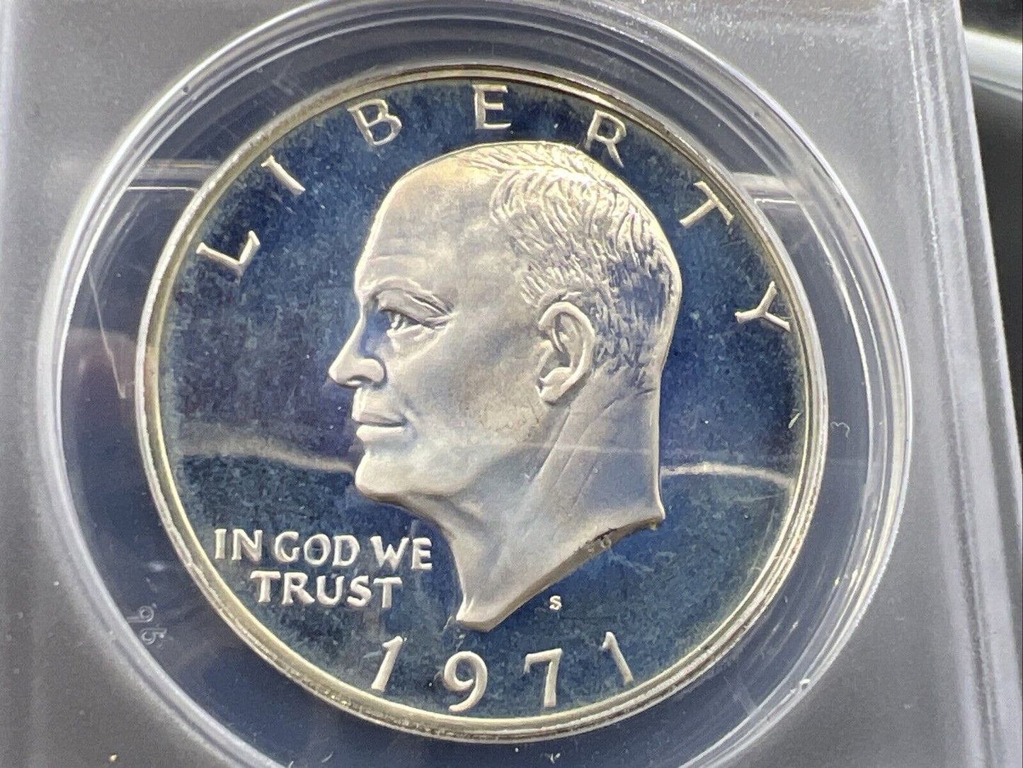 1971 S $1 Ike Eisenhower 40% Dollar Coin Peg Leg Variety ANACS PF68 Cameo TONER