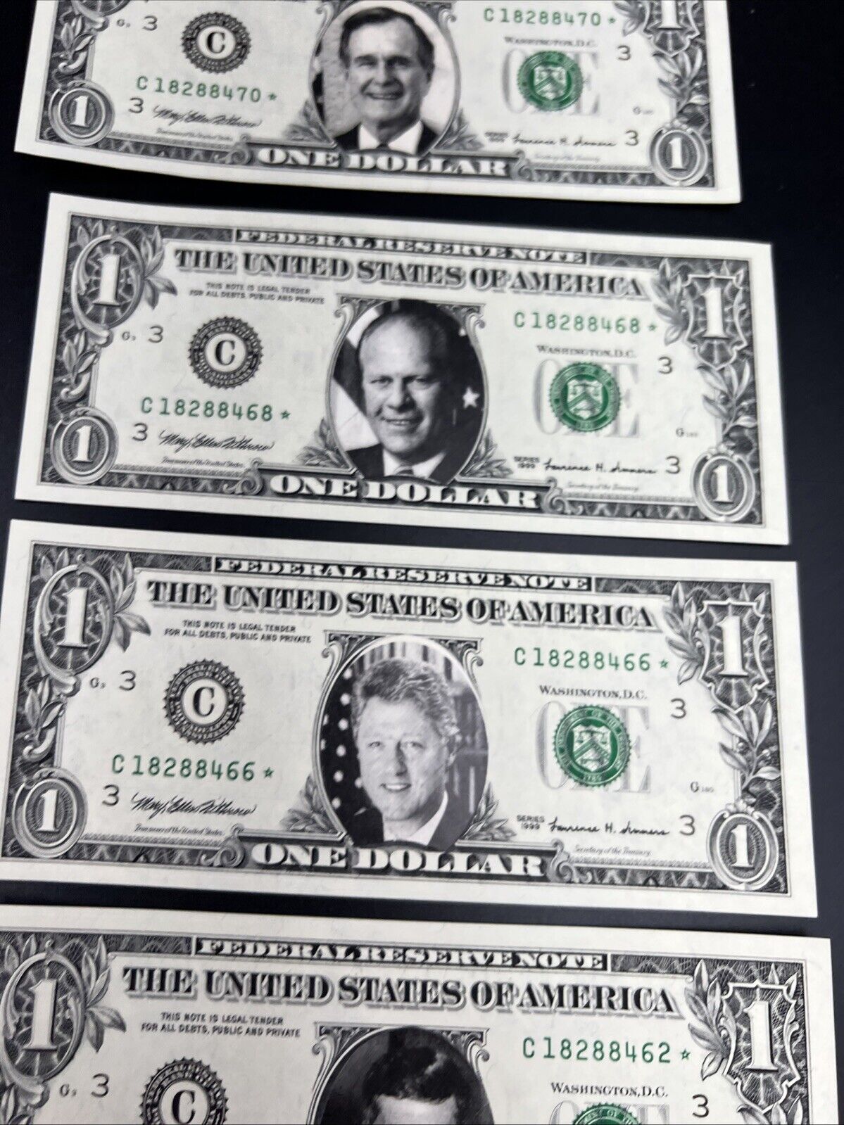 Lot of 6 * Star 1999 FRN $1 One Dollar Federal Reserve Note UNC Details