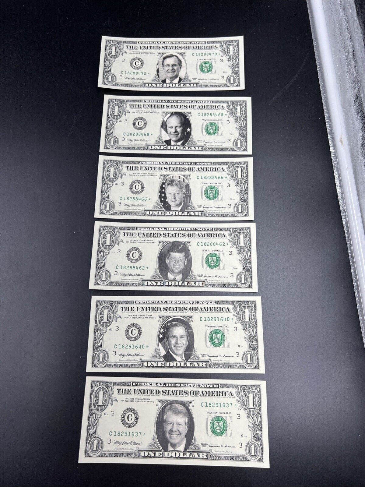 Lot of 6 * Star 1999 FRN $1 One Dollar Federal Reserve Note UNC Details