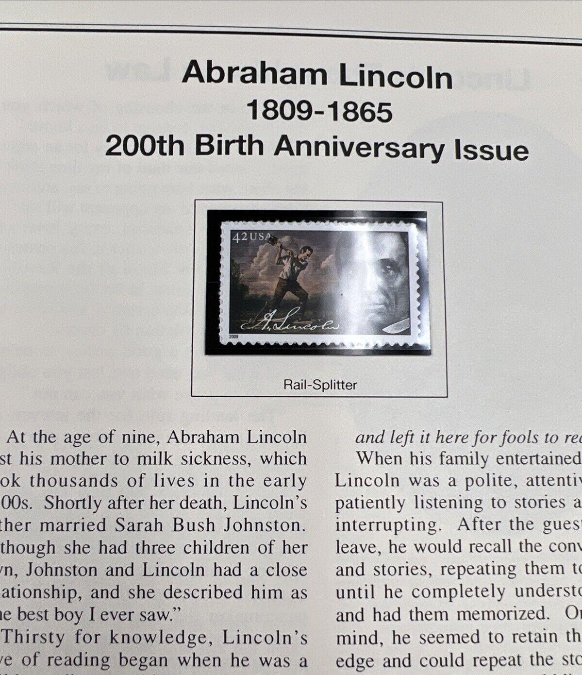 The Abraham Lincoln Coin and Stamp Collection set with Silver Dollar Stamps +