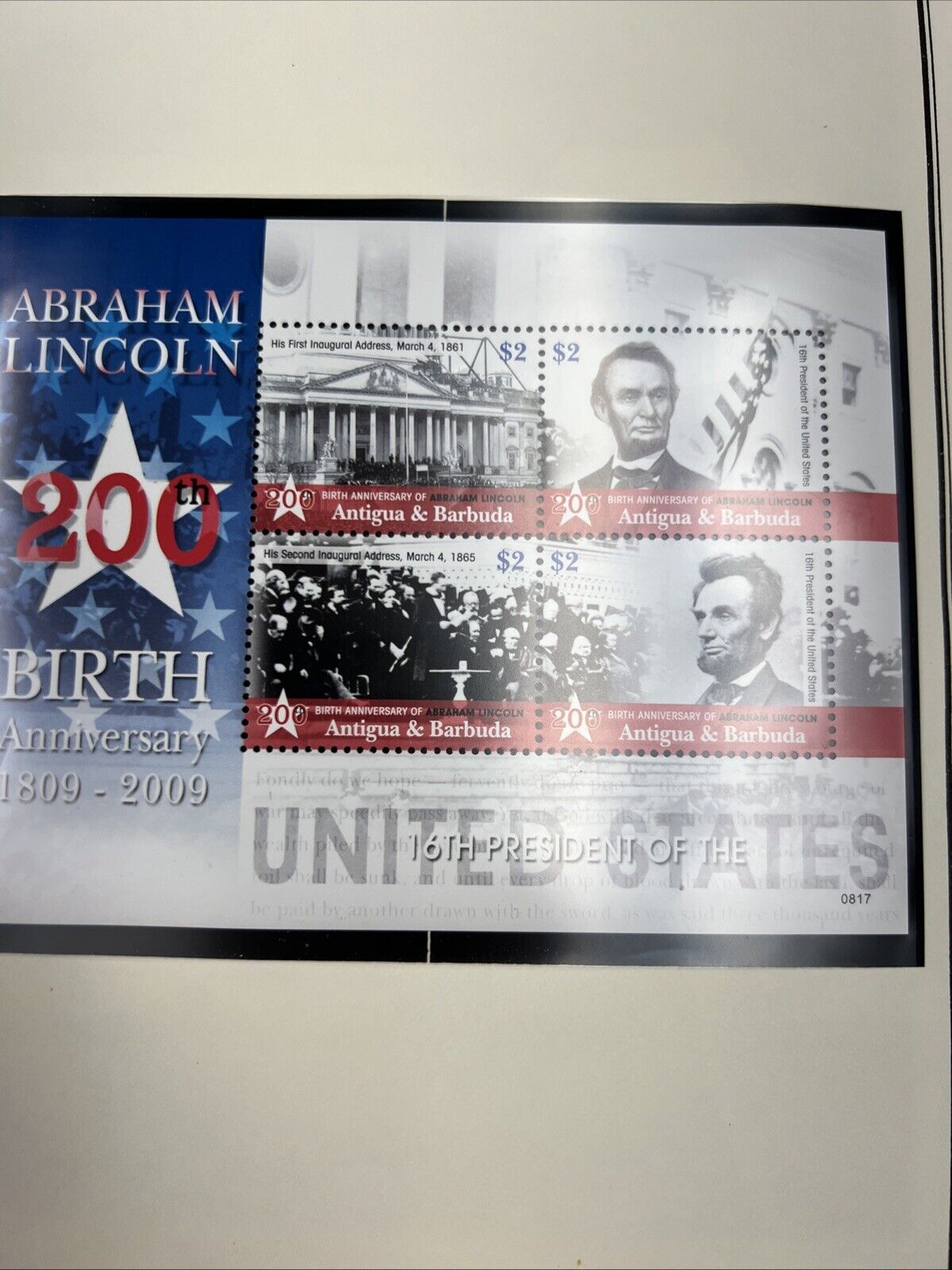 The Abraham Lincoln Coin and Stamp Collection set with Silver Dollar Stamps +