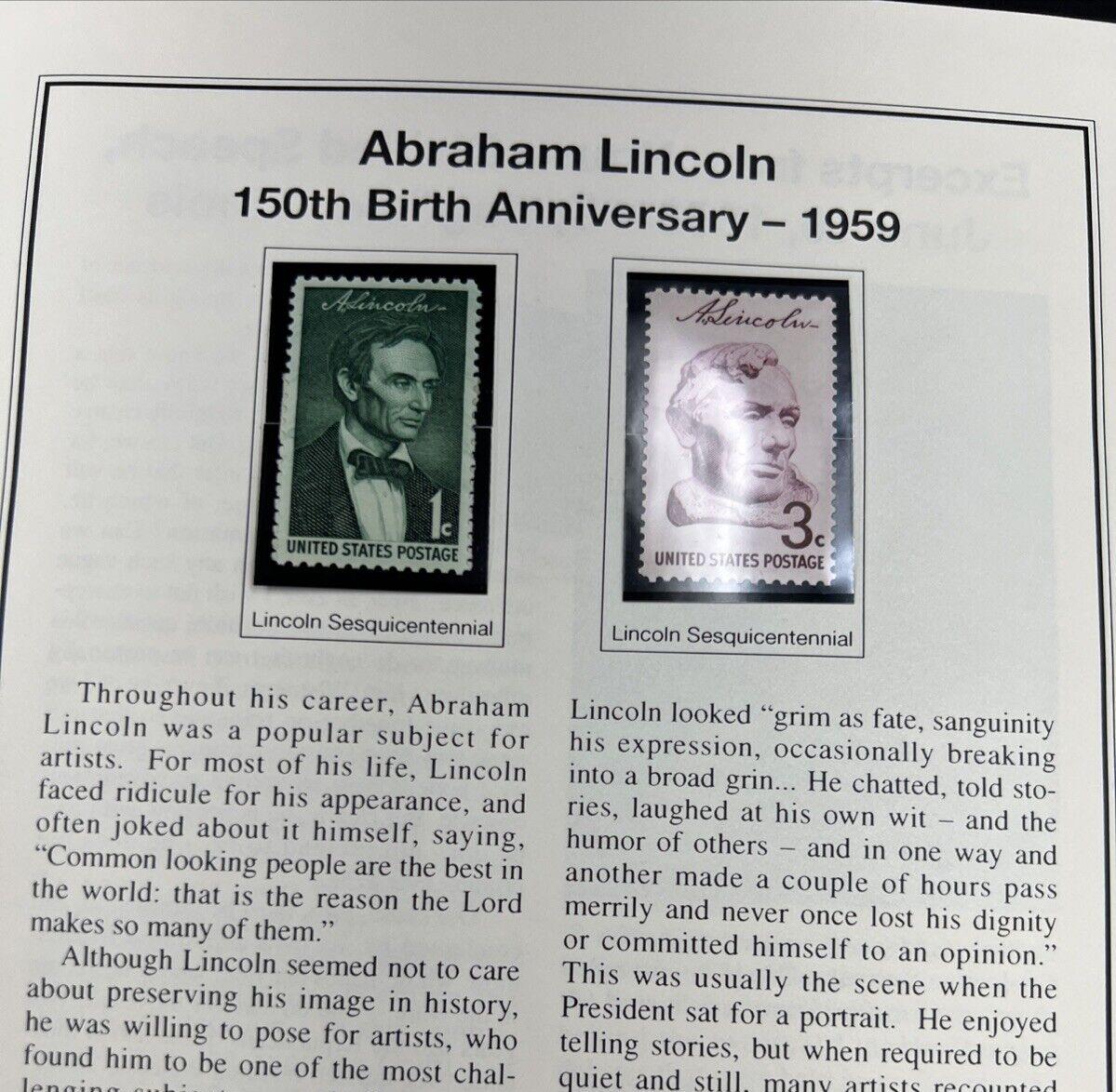 The Abraham Lincoln Coin and Stamp Collection set with Silver Dollar Stamps +