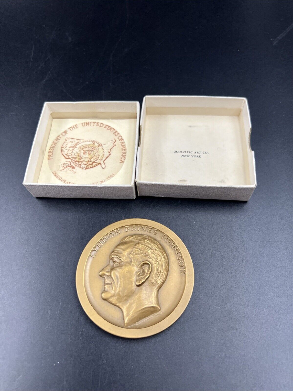 1965 Lyndon B Johnson Inaugural Medal w/ Box & COA