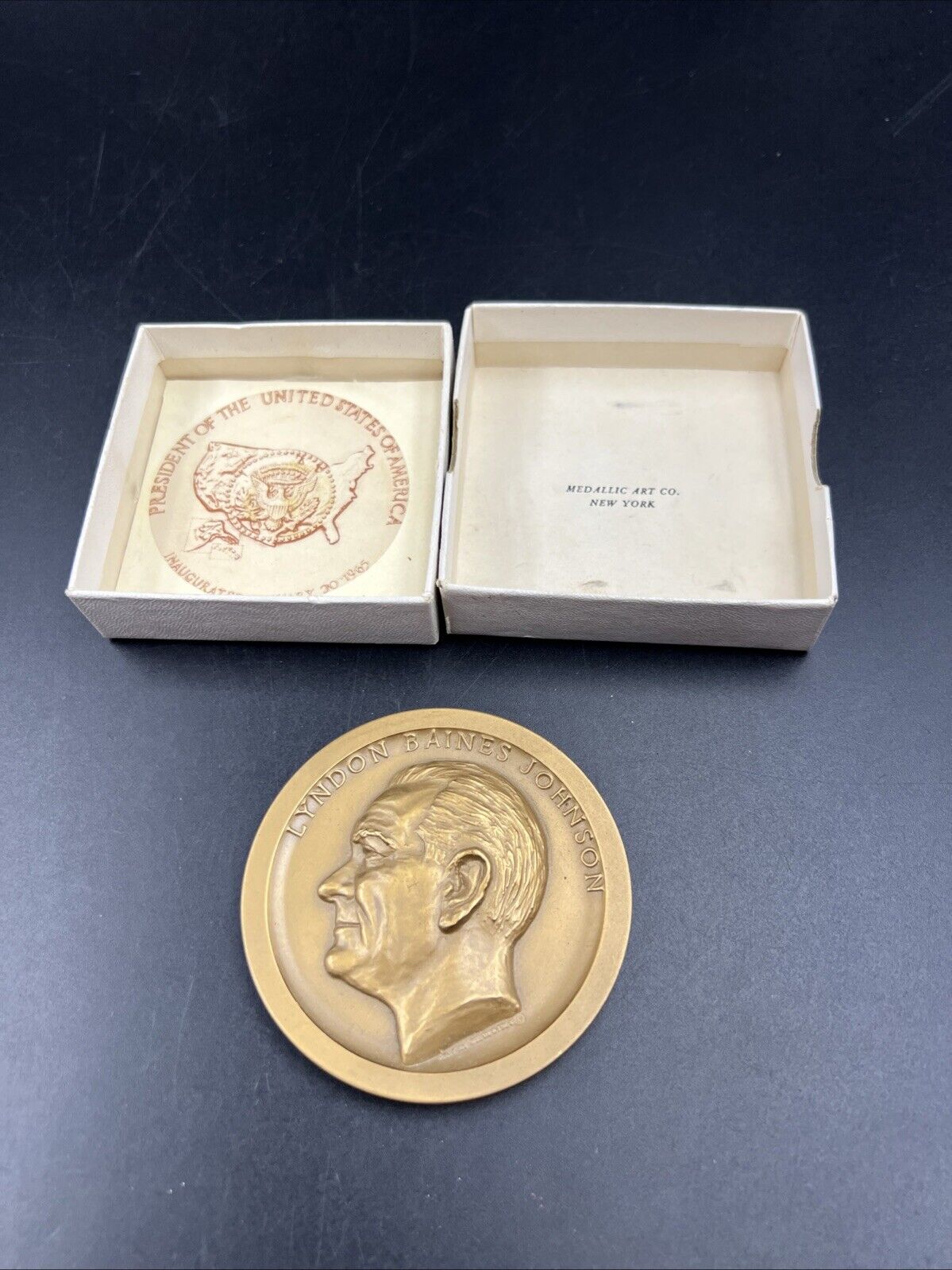 1965 Lyndon B Johnson Inaugural Medal w/ Box & COA