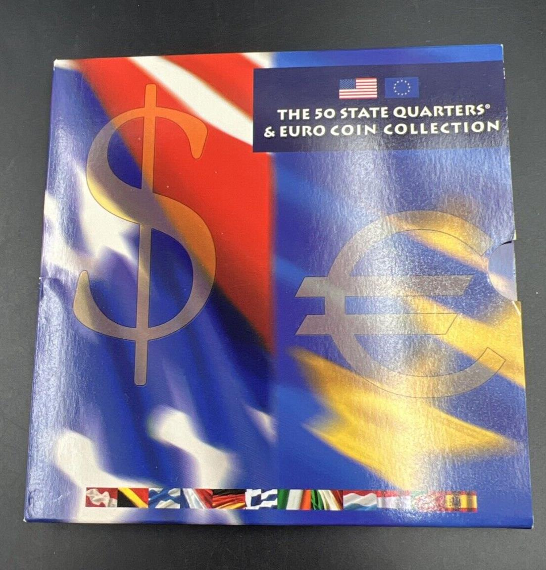 The 50 State Quarters & Euro Coin Collection 5 2002 BU QTRs + 12 BU Euro Coins