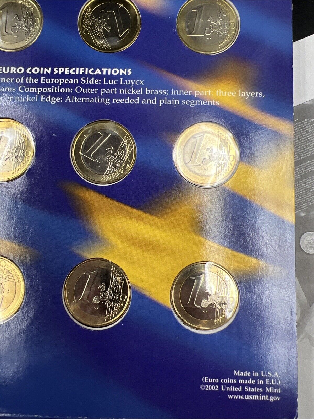 The 50 State Quarters & Euro Coin Collection 5 2002 BU QTRs + 12 BU Euro Coins