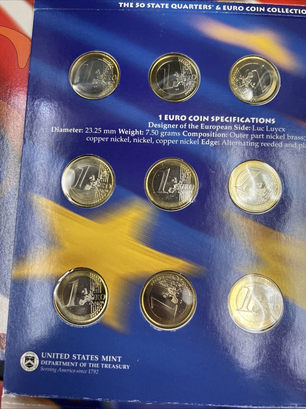 The 50 State Quarters & Euro Coin Collection 5 2002 BU QTRs + 12 BU Euro Coins