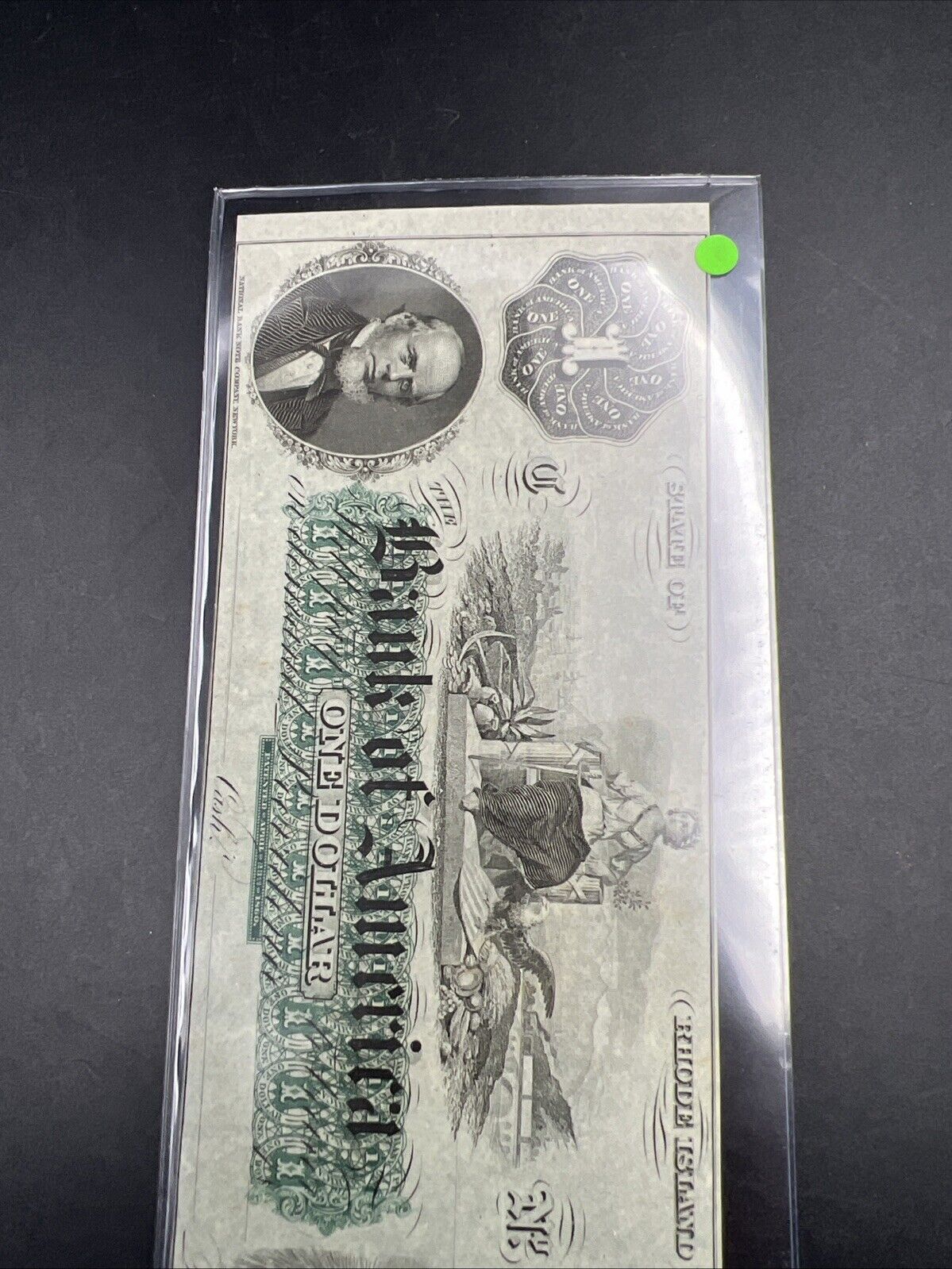 1860 $1 THE BANK OF AMERICA Providence RI OBSOLETE one Dollar Bill CH UNC EPPQ