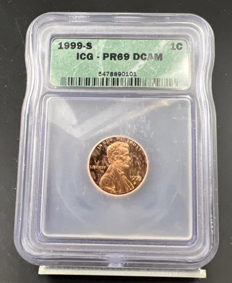 1999 S 1c Pink Toning Reverse Lincoln Memorial Cent Penny ICG PR69 DCAM