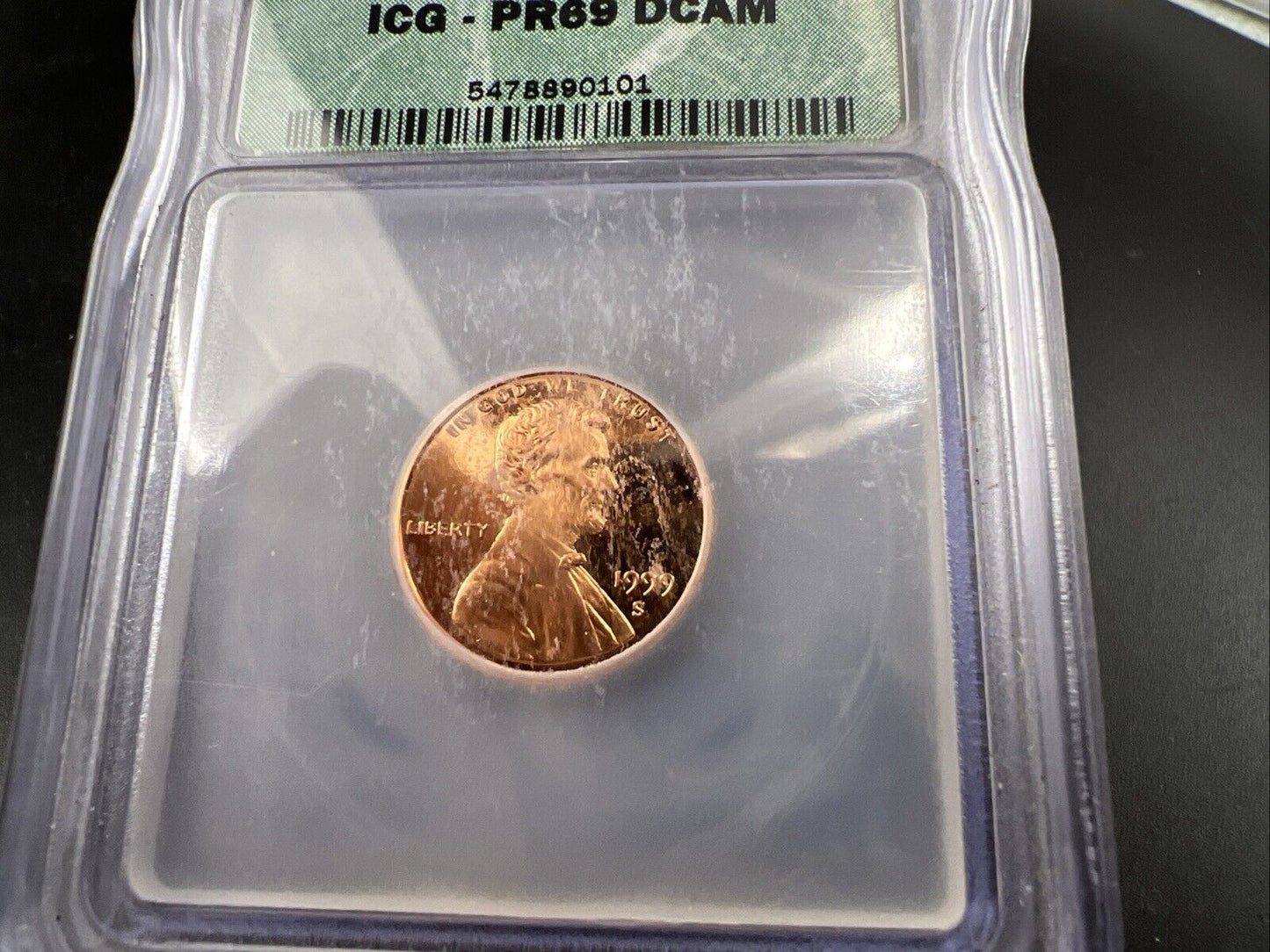 1999 S 1c Pink Toning Reverse Lincoln Memorial Cent Penny ICG PR69 DCAM
